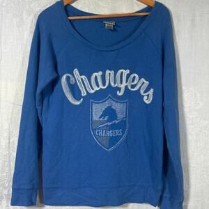 Junk Food Chargers Sweatshirt Medium Blue LA Los Angeles NFL Raglan